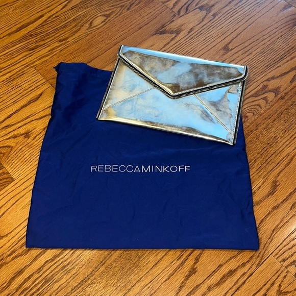 Rebecca Minkoff Woman’a Leo Saffiano Leather Metallic Clutch